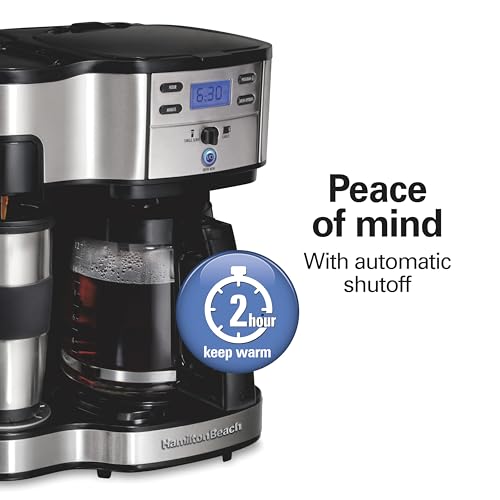 Hamilton Beach 49933 2-Way 12 Cup Programmable Drip Coffee Maker & Single Serve Machine, Glass Carafe, Auto Pause and Pour, White