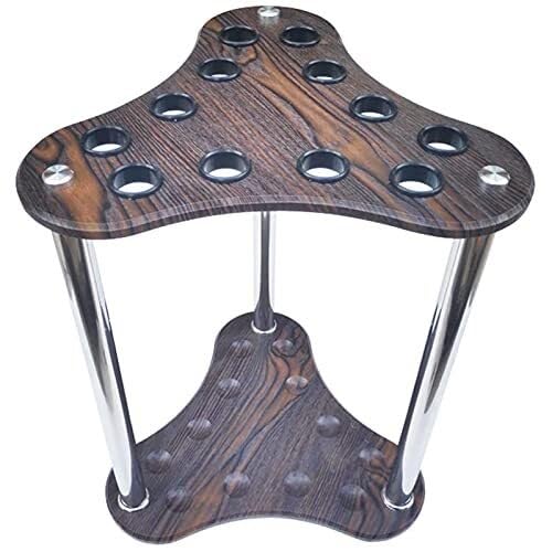 Freestanding Wooden Billiard Cue Rack Stand – Holds 12 Pool Cues, Durable Wood Grain Finish, Easy Assembly, Scratch & Water-Resistant, Perfect for Game Rooms