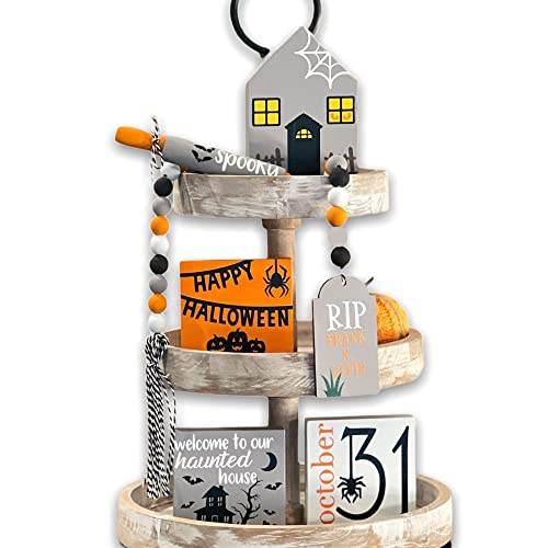 6 Pcs Halloween Themed Tiered Tray Decor Set, Halloween Themed Decor Bundle For Tier Tray, Halloween Tiered Tray Decorations, Seasonal Tier Tray Decor