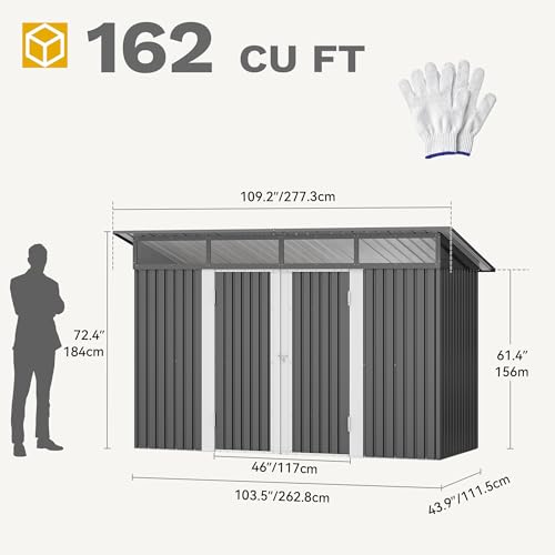 DWVO 6x4ft Storage Shed for Outdoors, Metal Sturdy Weatherproof Tool Locker with Secure Door and Ventilation for Equipment, Mowers, Bikes, Outdoor Spaces, Dark Gray