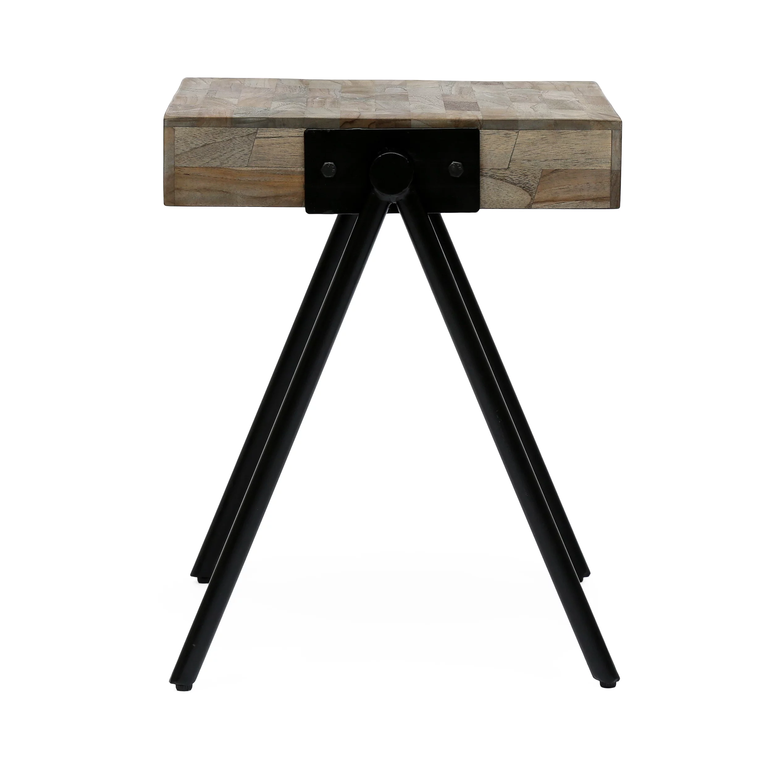 GDF Studio Delliah Modern Industrial Handmade Mango Wood and Iron Side Table, Gray and Black