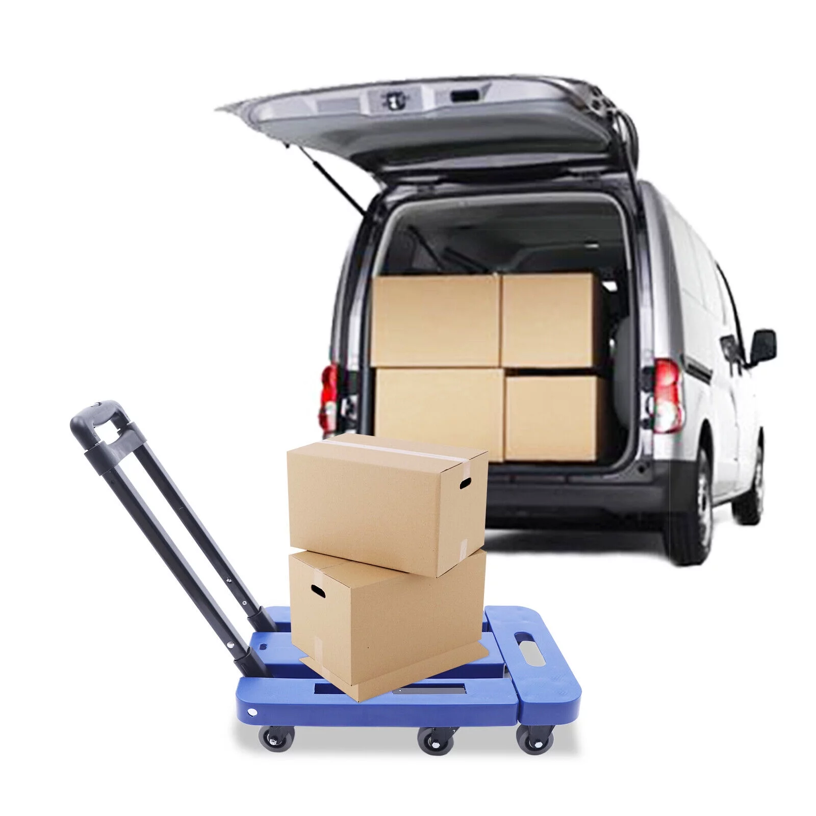 220lbs Carrying Cart Folding Dolly Trolley W/ 6 Wheels