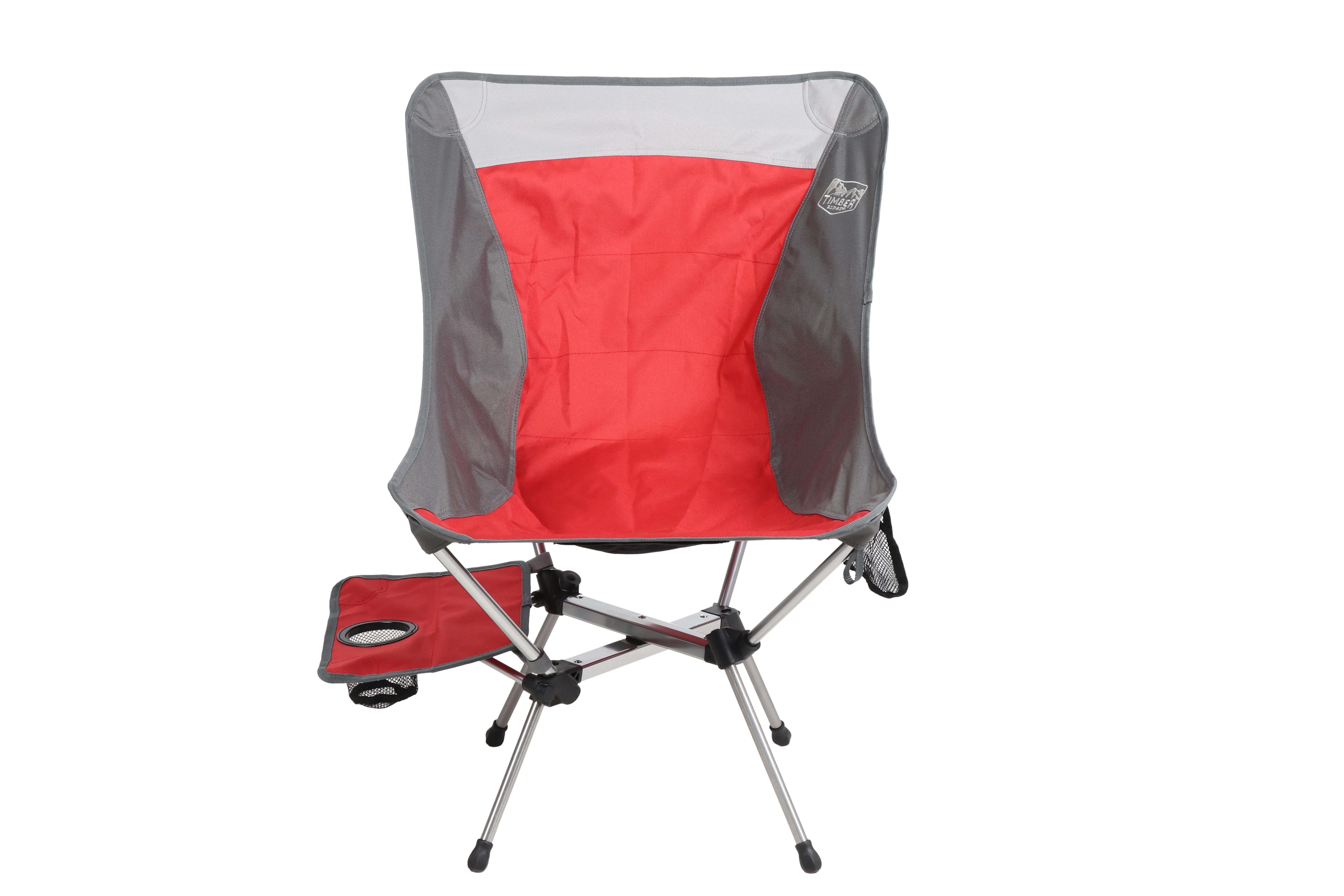 Timber Ridge Yew x-Frame Backpack Camping Chair, Red and Gray, Adult
