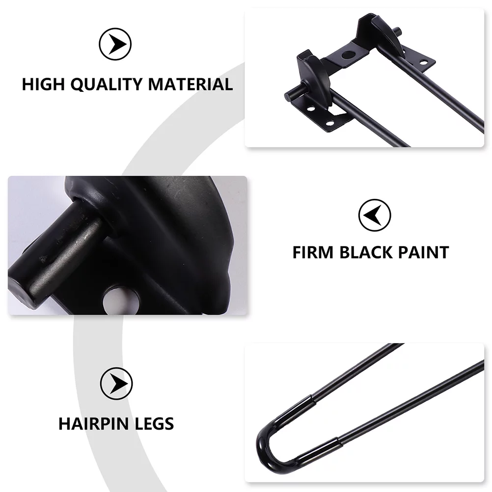 4Pcs Iron Folding Table Legs Sturdy Bed Computer Desk Legs Table Stands (Black)