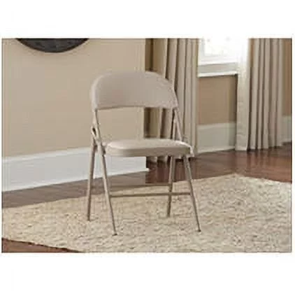 COSCO Vinyl Padded Folding Chair, Antique Linen (4-pack)