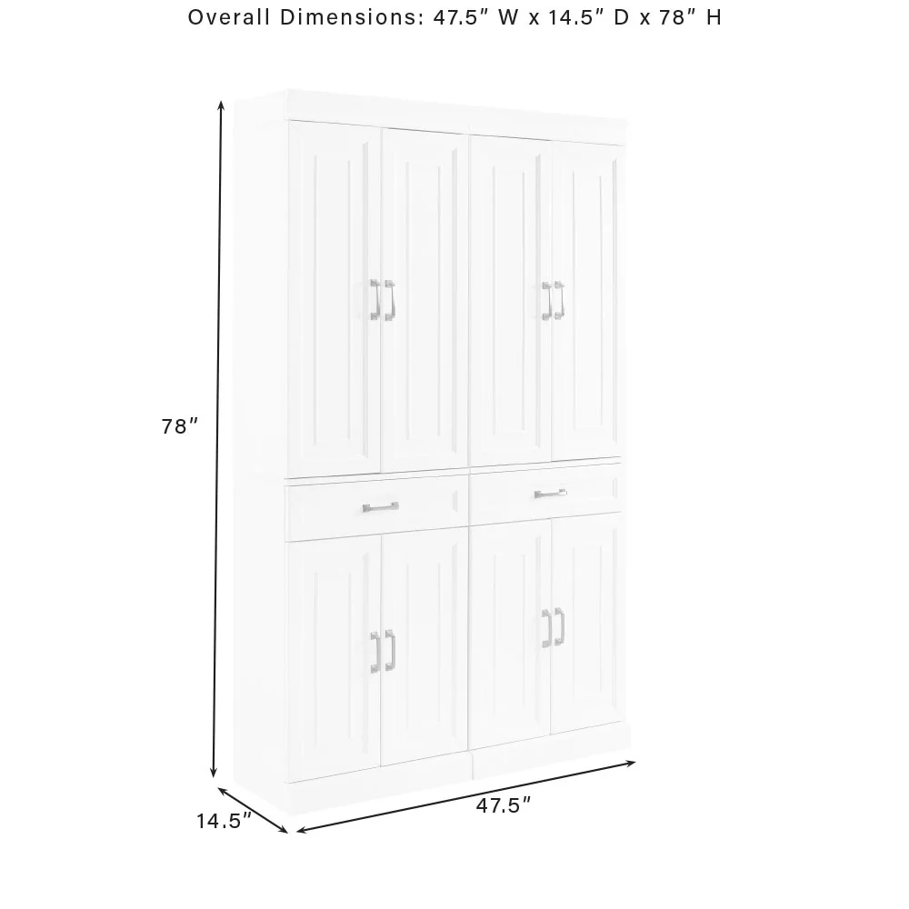Crosley Furniture Stanton Traditional MDF Wood Pantry in White (Set of 2)