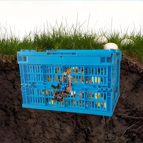 Inground Worm Compost Bin, 6 Gallon Outdoor Farm Foldable Compost Bin with Holes&Lids, Garden Composter for Raised Garden Beds Home Composting System