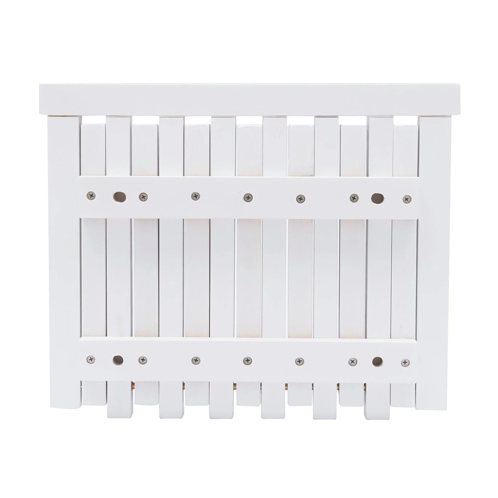 Oukaning Wall Mounted Folding Stool Chair Rubber Wood White Shower Seat Bench Load-bearing Capacity 220LBS 16x13.4in