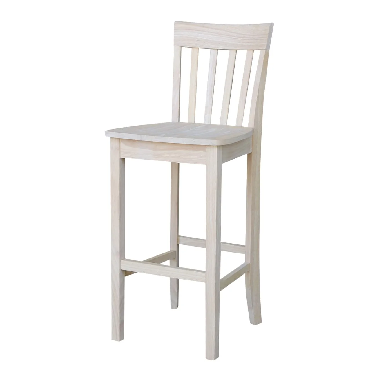 Unfinished Solid Parawood Slatback Stool up to 44