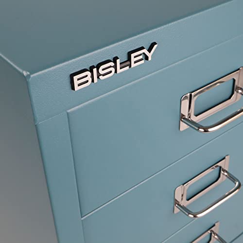 Bisley 10-Drawer Steel MultiDrawer Cabinet - Black, Chrome Pull Handles with Label Holders, Powder-Coated Steel, Removable Drawers, Fits Under Most Desks, Labels Included