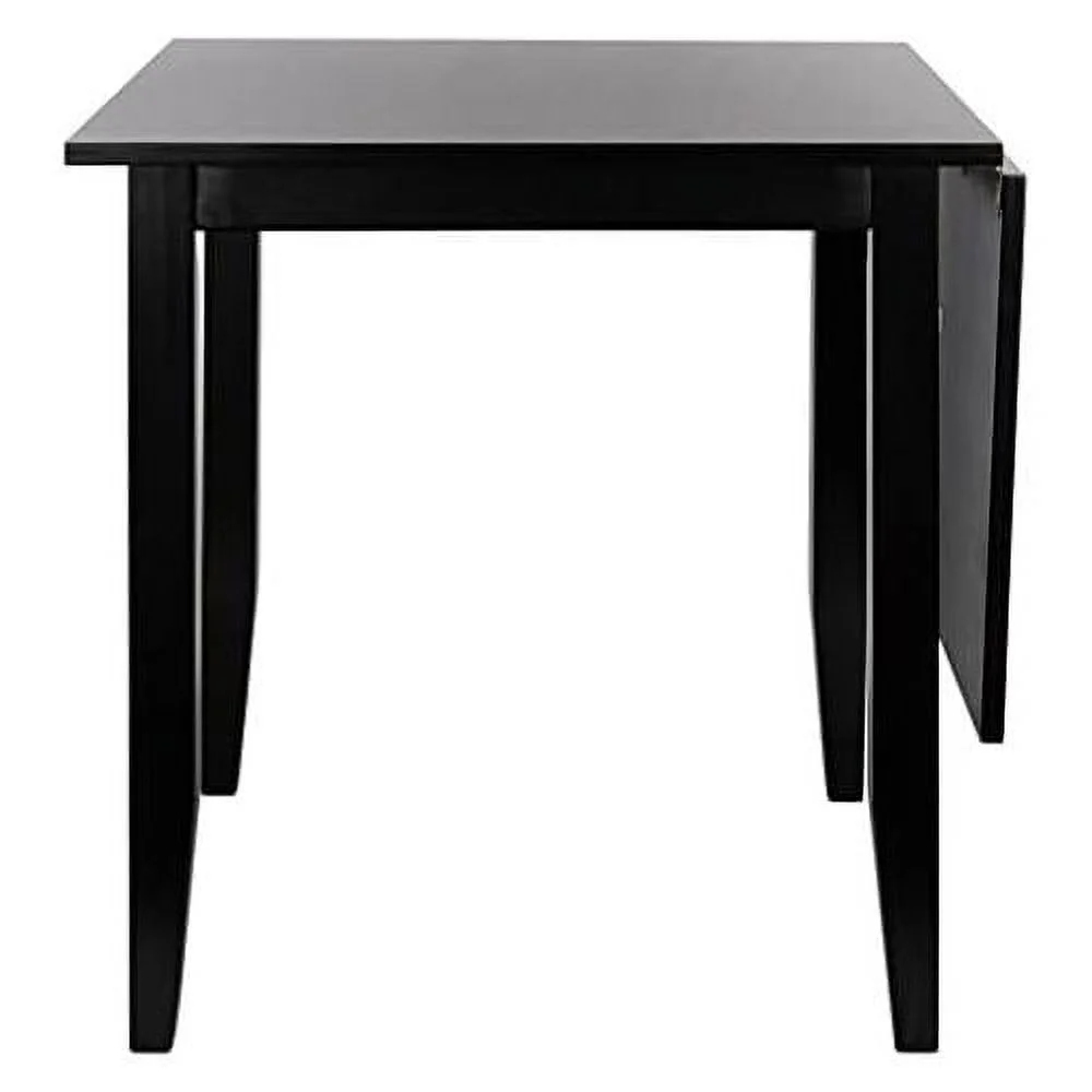 Home Collection Miliano Matte Black Drop End Leaf Dining Room Table DTB1404A, 0
