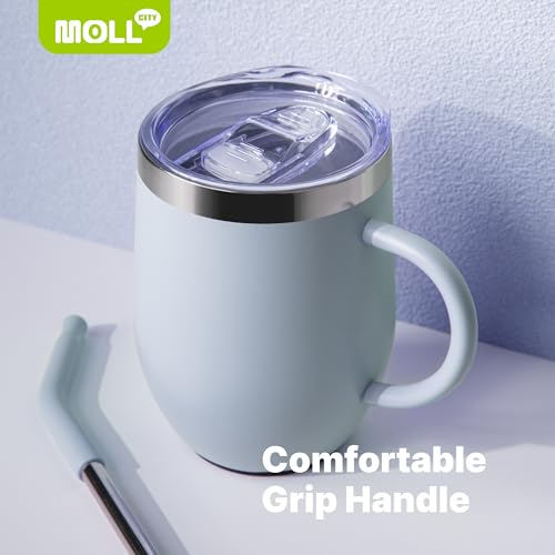 Tumbler with Lid and Straw-12 oz Stainless Steel Double Wall Vacuum Insulated Tumbler Cup with Handle (Canyon Red-Sky Blue)