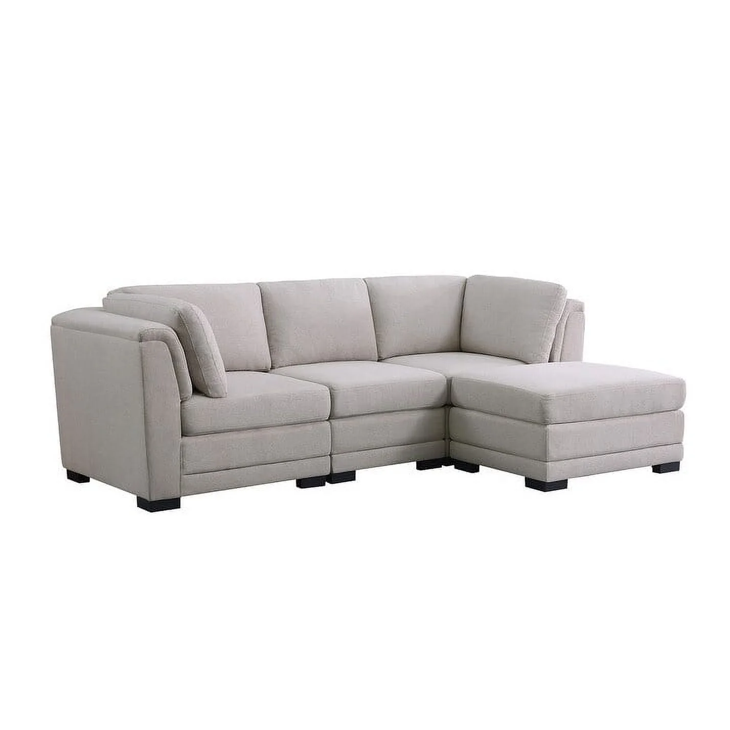 Kristin Light Gray Linen Fabric Reversible Sectional Sofa with Ottoman