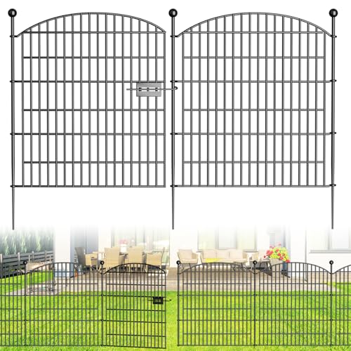 10 Panels No Dig Decorative Garden Fence - 40 in (H) x 23.6 ft (L), Dog Fence Outdoor for Yard，Rustproof Metal Animal Barrier Ground Stakes Fencing for Garden, Patio, Flower Bed