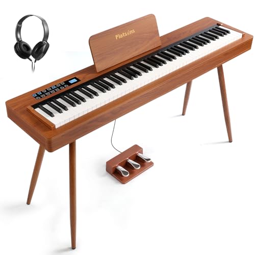LIV-K01 Piano Keyboard Real Sampling, 88 Key Fully Weighted Keyboard Electric Piano, Grade Hammer Action, LCD Display, Touch Sensitive, Upright Piano for Beginner Adult (Light Khaki)