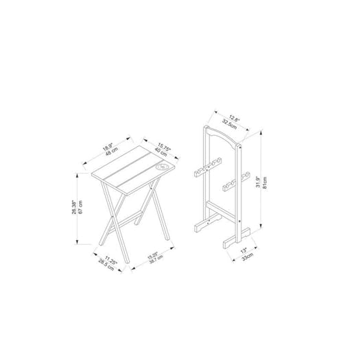 5 Piece Set Faux Marble TV Tray Table Stand in Brown, 4 Tray Tables & 1 Stand