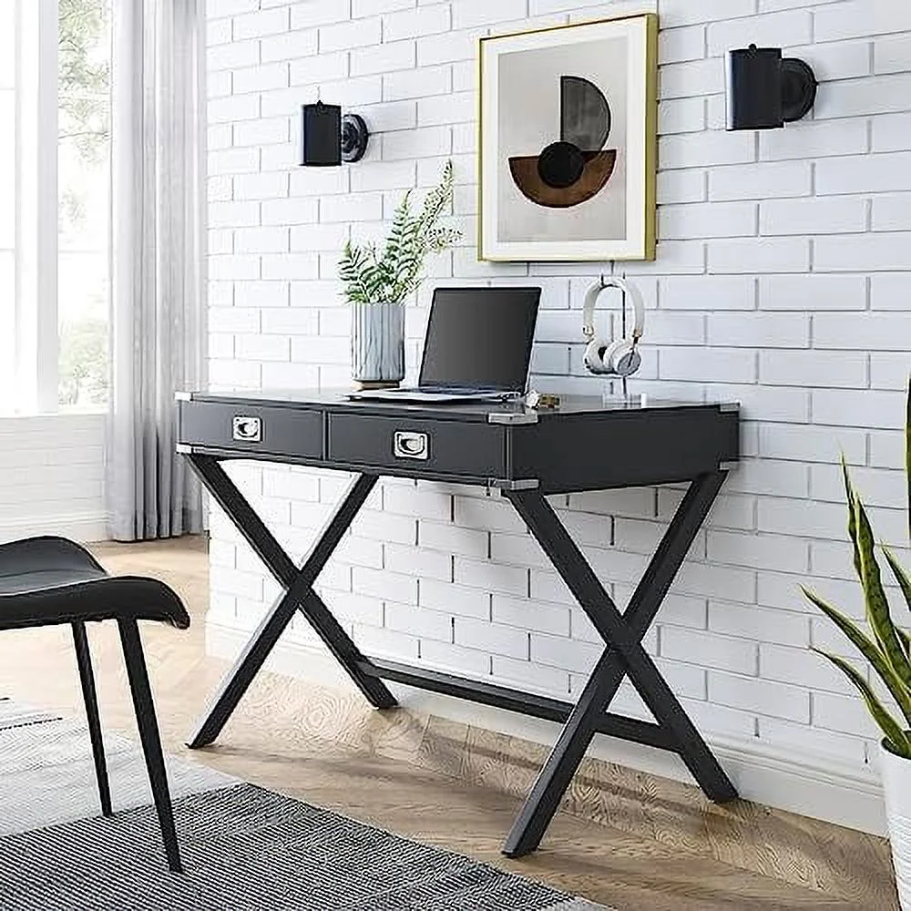 KHBIULIFE Computer Desk with  Solid Wood Desk with Drawers  Modern Study Table for Home Office Small Writing Combining Work and Study，Simple Style，White (Black)