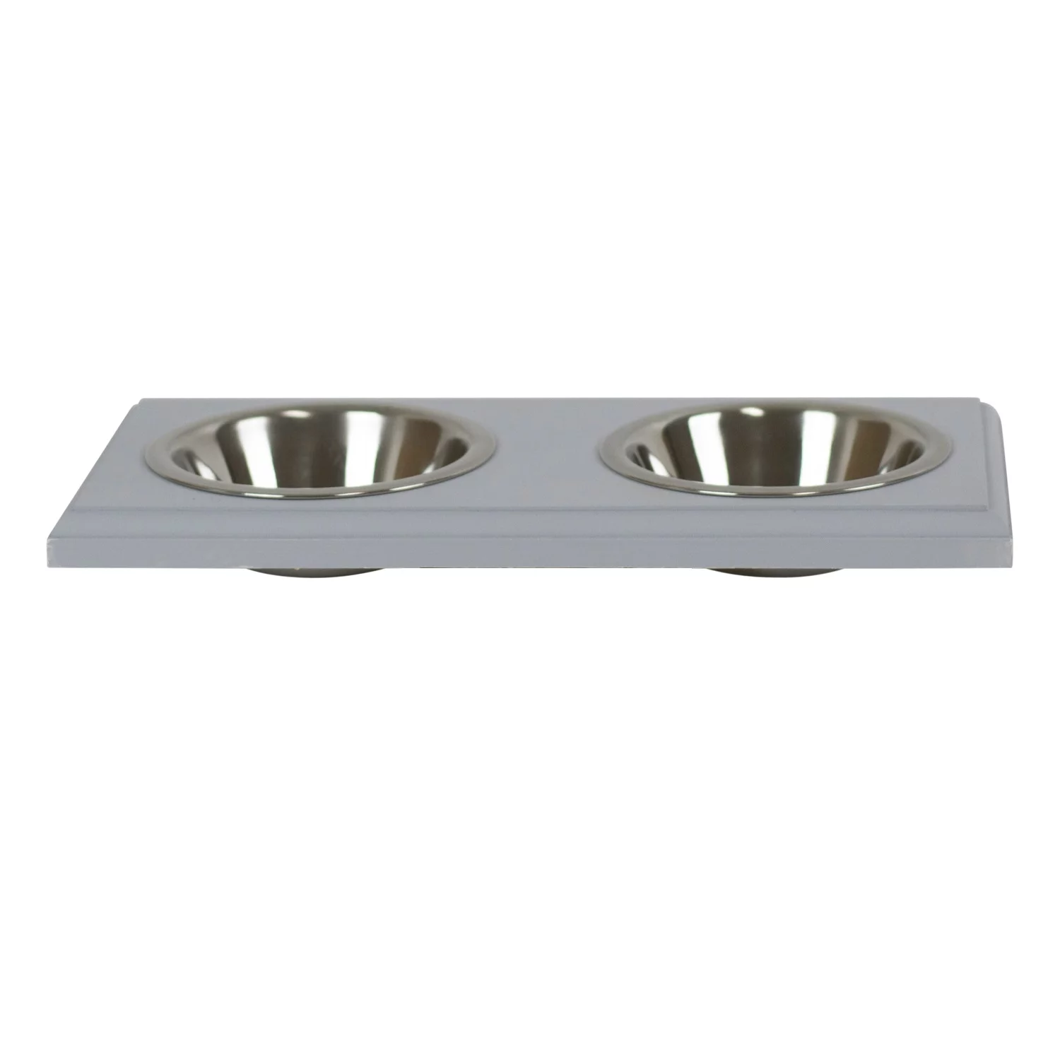 Cronus Half Pint Two Bowl Primed Gray Pet Food Holder