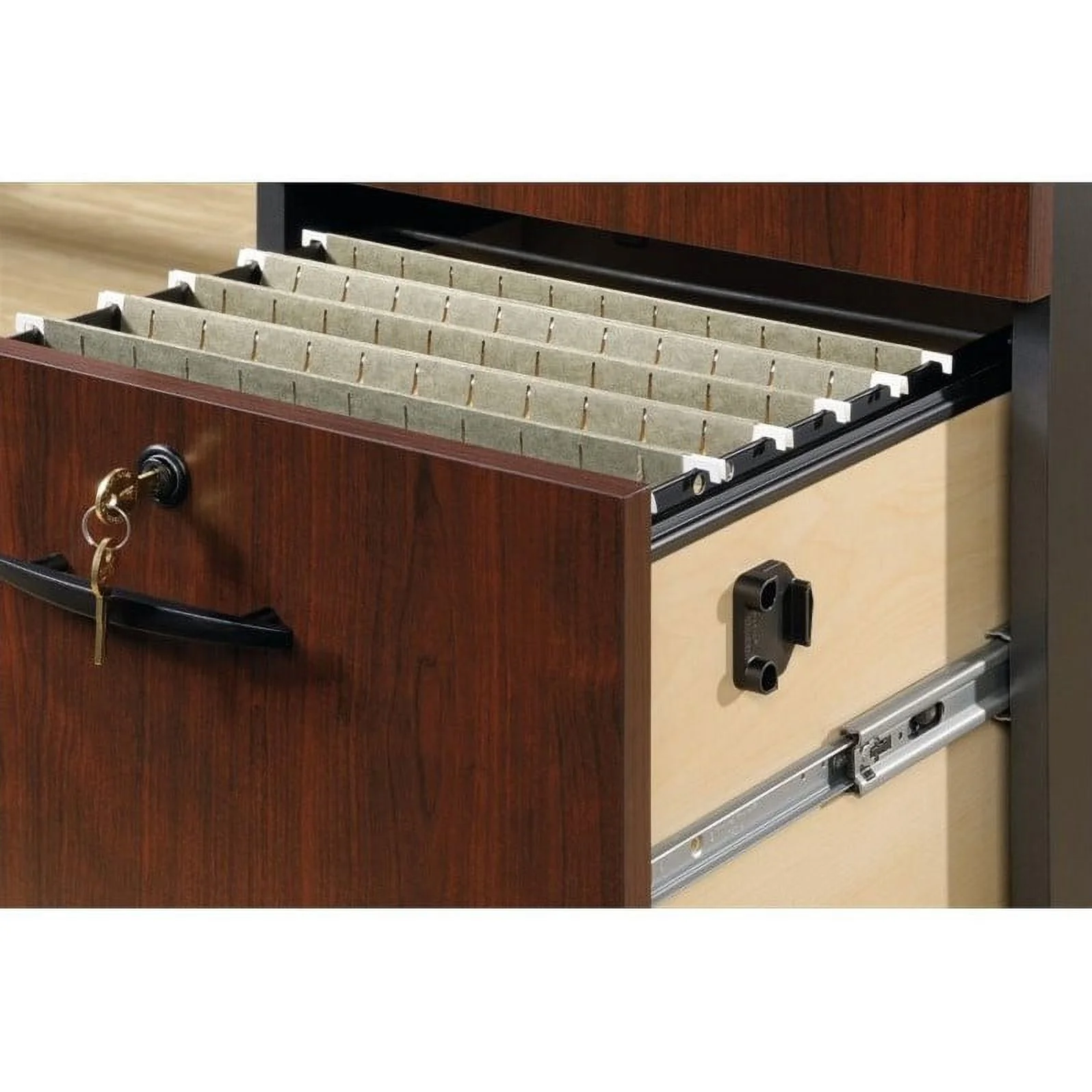 Home Square 2 Drawer Wood Filing Cabinet Set in Classic Cherry (Set of 2)