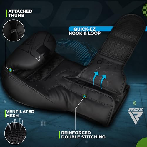 RDX Kids Boxing Gloves Sparring and Muay Thai Maya Hide Leather, Kara Patent Pending Junior Training Mitt for Kickboxing, Punching Bag, Focus Pads, MMA, Thai Pad, Double End Ball Punching Gloves