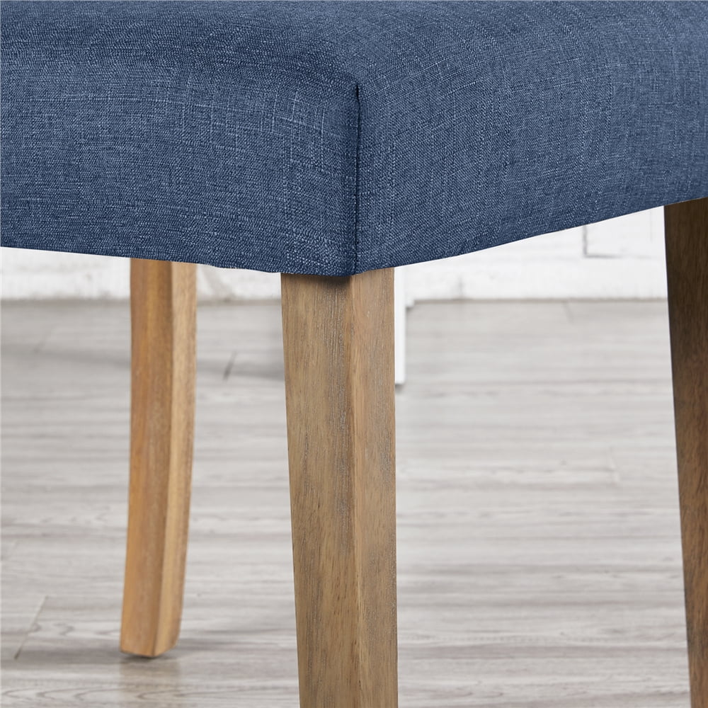 Easyfashion Modern Fabric Upholstered Dining Chair High Back, Set of 2, Blue