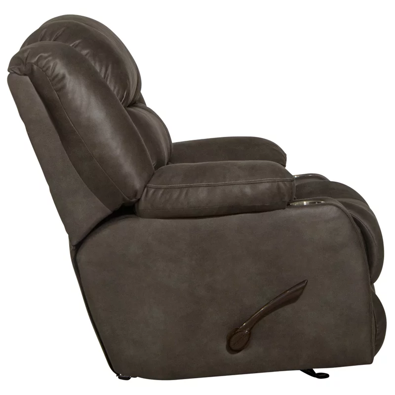 Catnapper Berkley Rocker Recliner with Dual Cupholders in Gray Polyester Fabric