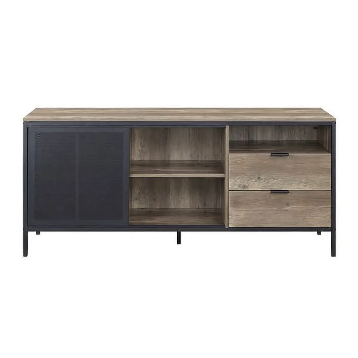 ACME Nantan Wooden TV Stand in Rustic Oak and Black