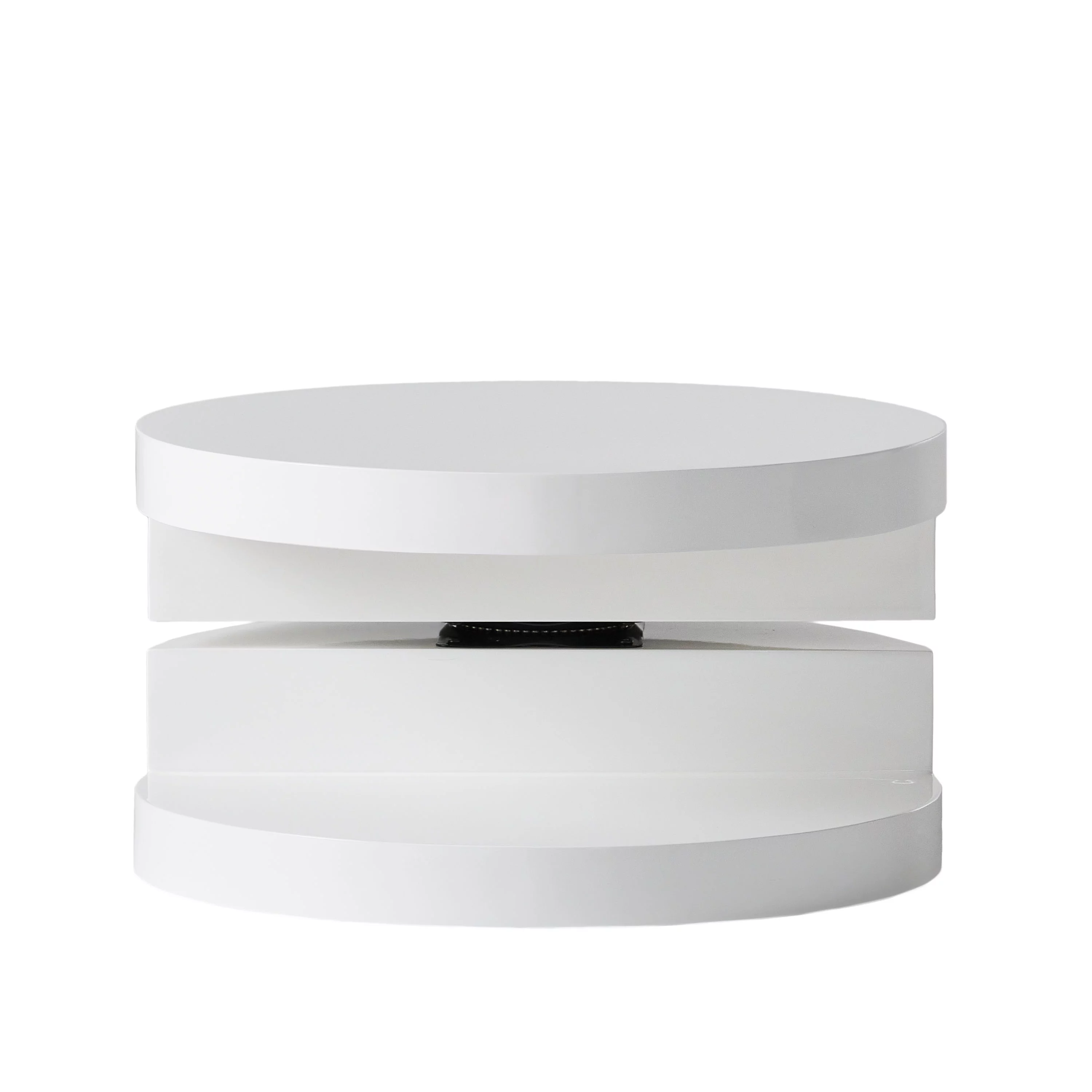 GDF Studio Genoa Modern Small Rotating Coffee Table, Glossy White