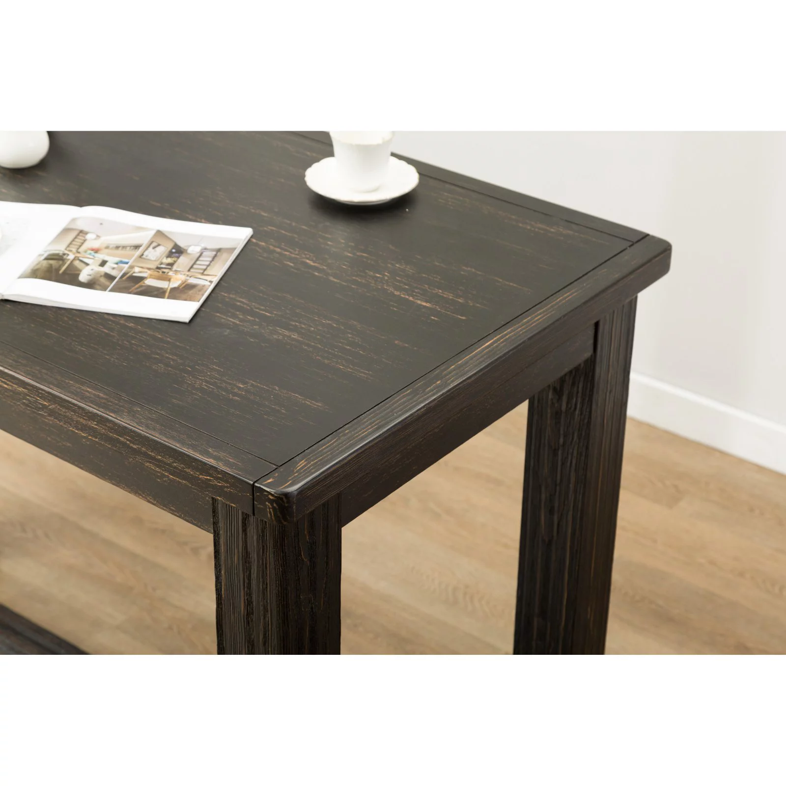 Roundhill Furniture Lotusville 64 in. Rectangular Wooden Bar Height Table