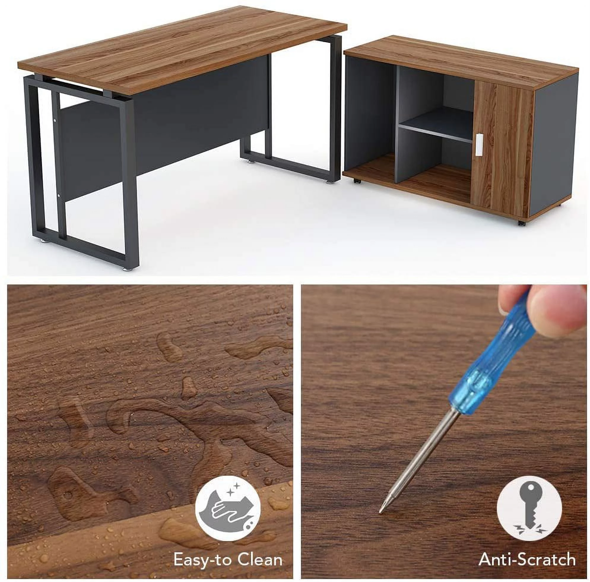 Tribesigns L-Shaped Computer Desk, 55 inch Executive Desk Business Furniture with 39” File Cabinet