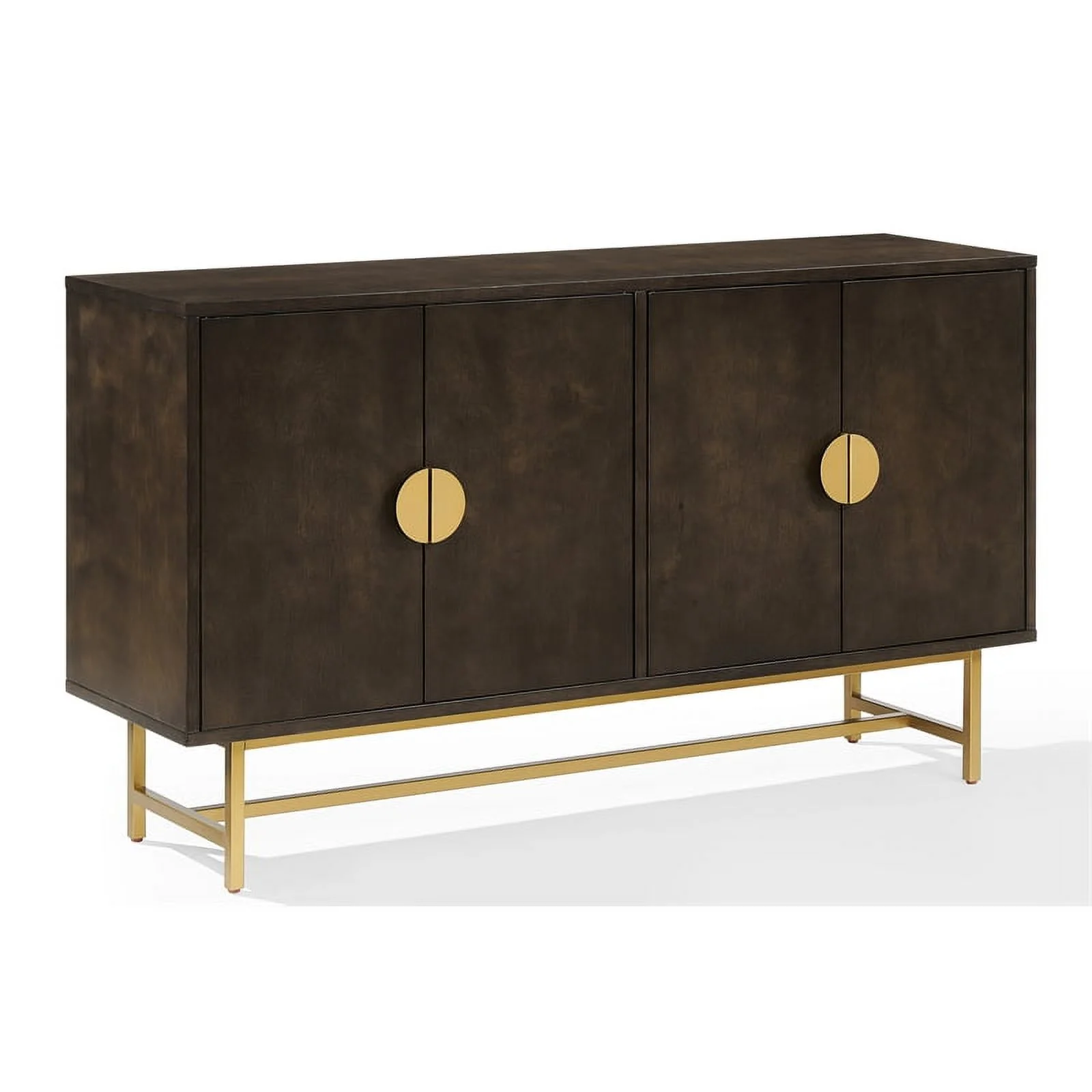 Crosley Furniture Blair Mid-Century Wood/Steel Sideboard in Dark Brown/Gold