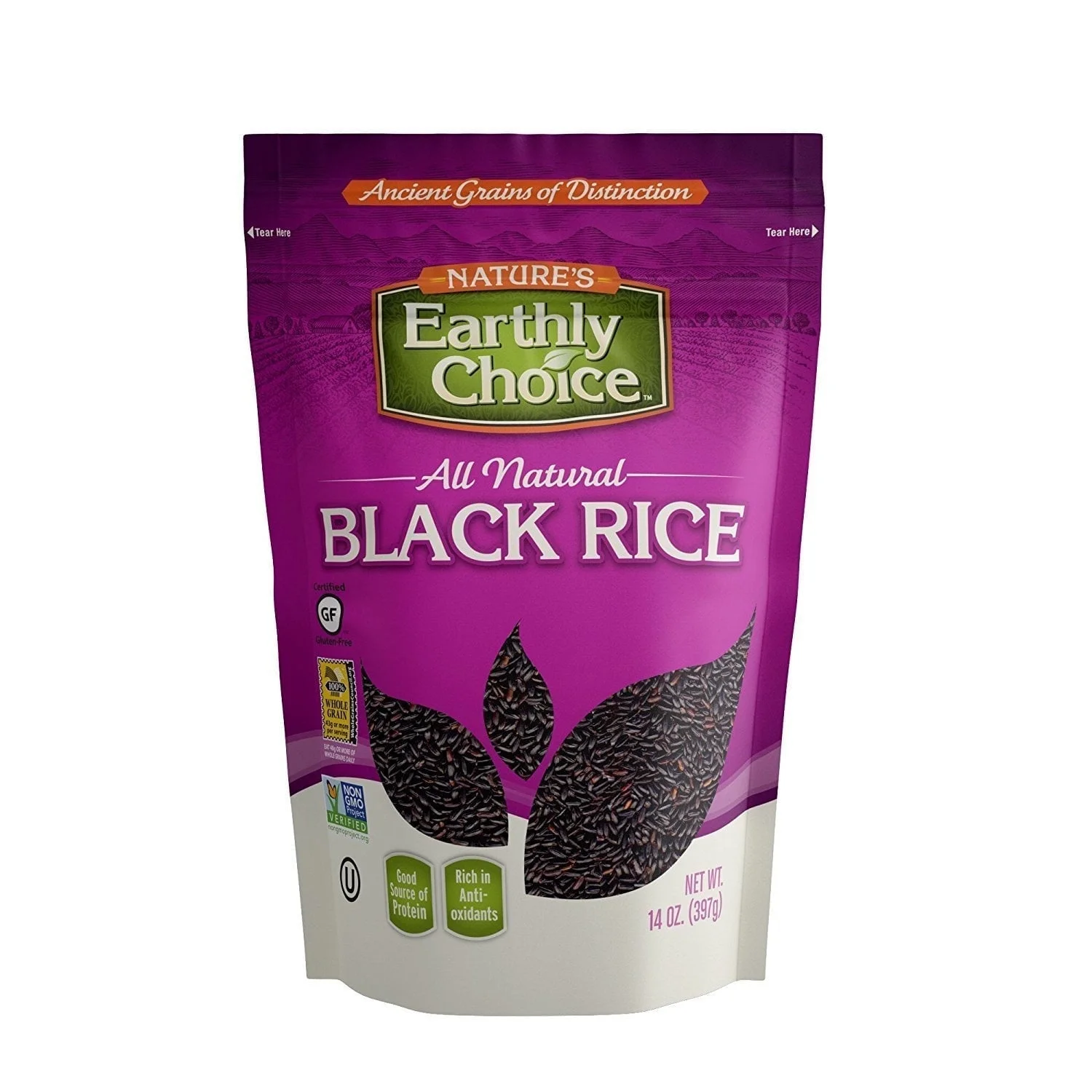 Nature's Earthly Choice All Natural Black Rice Gluten Free -- 14 oz Pack of 3