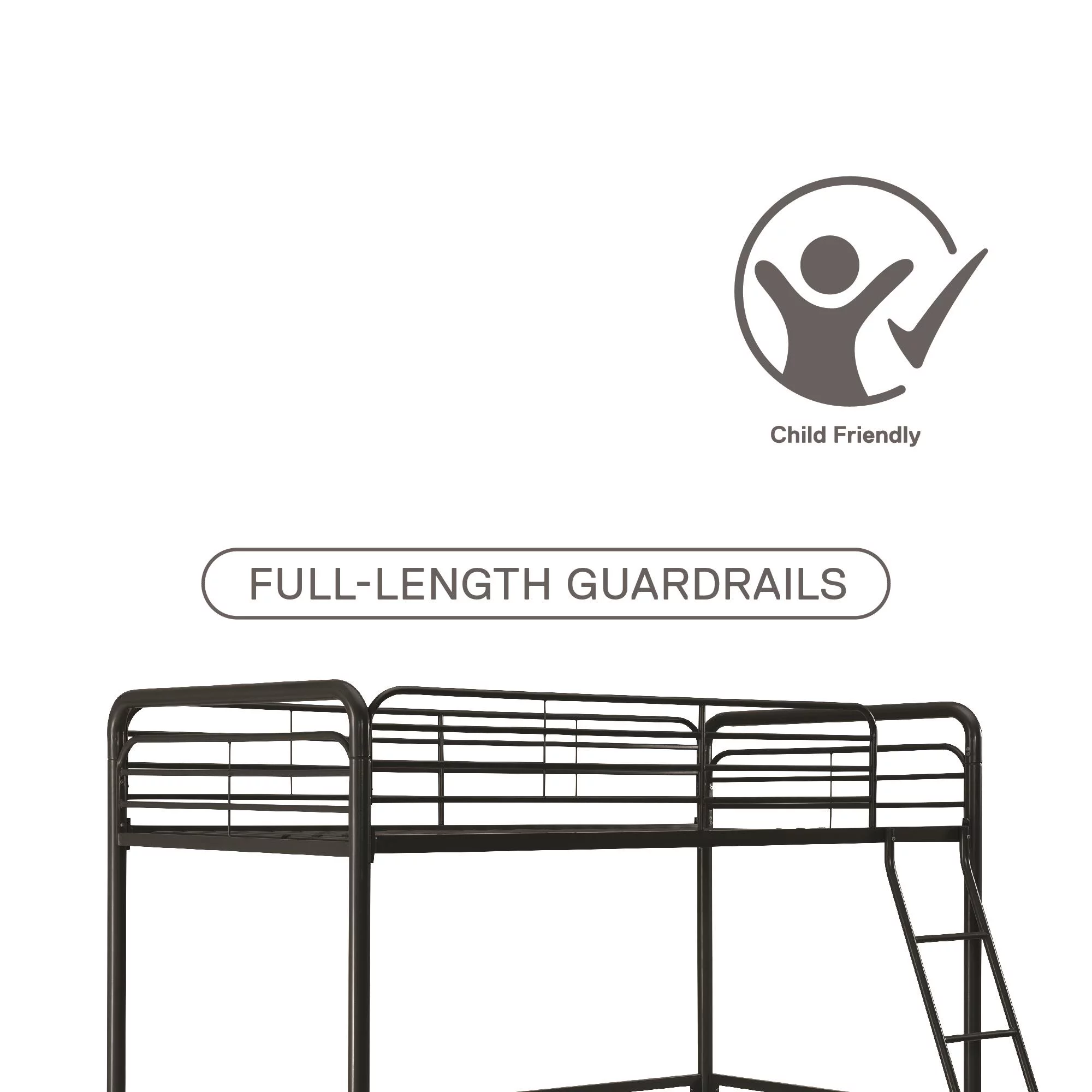 DHP Tommy Twin Metal Loft Bed, Black