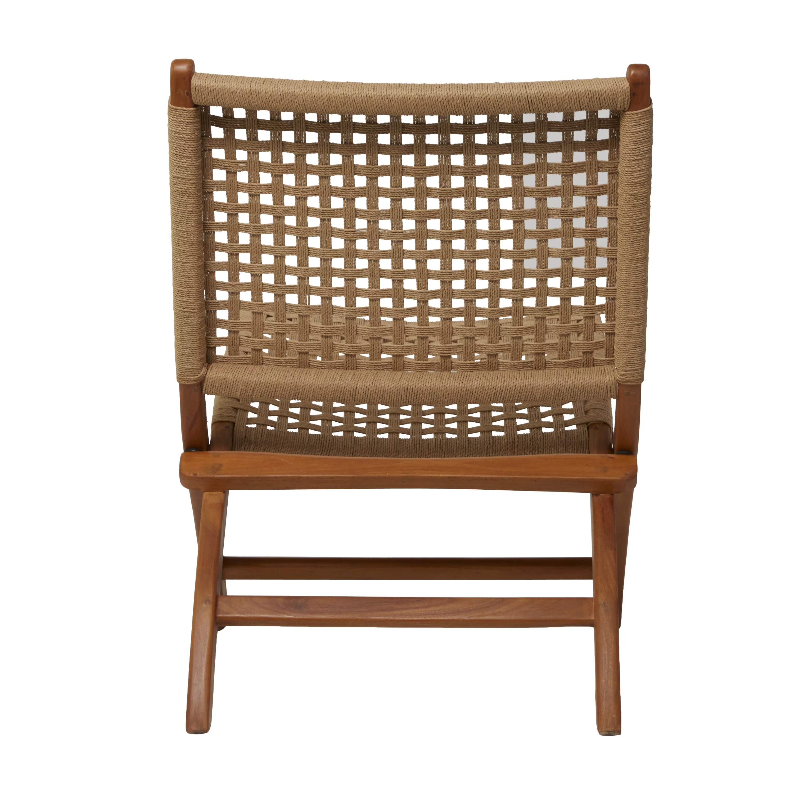 DecMode Wood Handmade Woven Lounge Chair, Brown