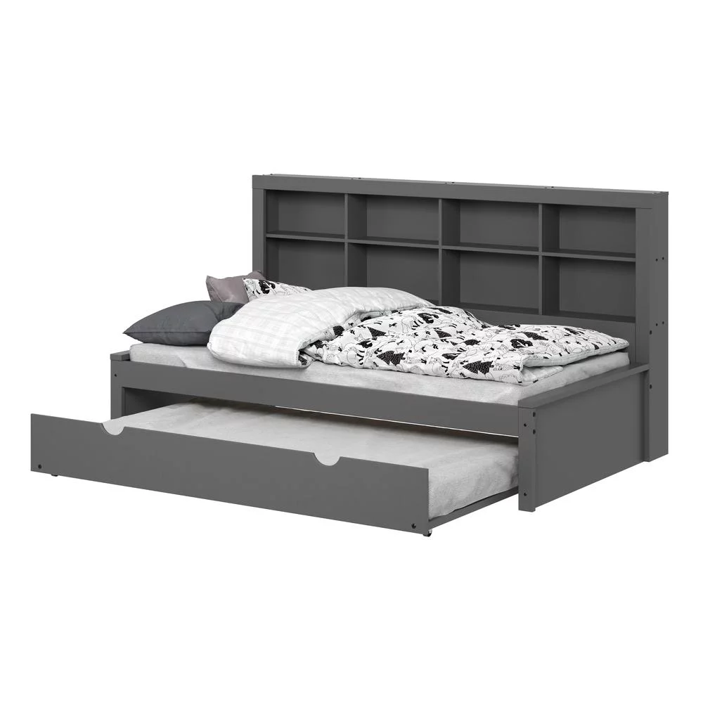 Twin Bookcase Day Bed in Dark Grey