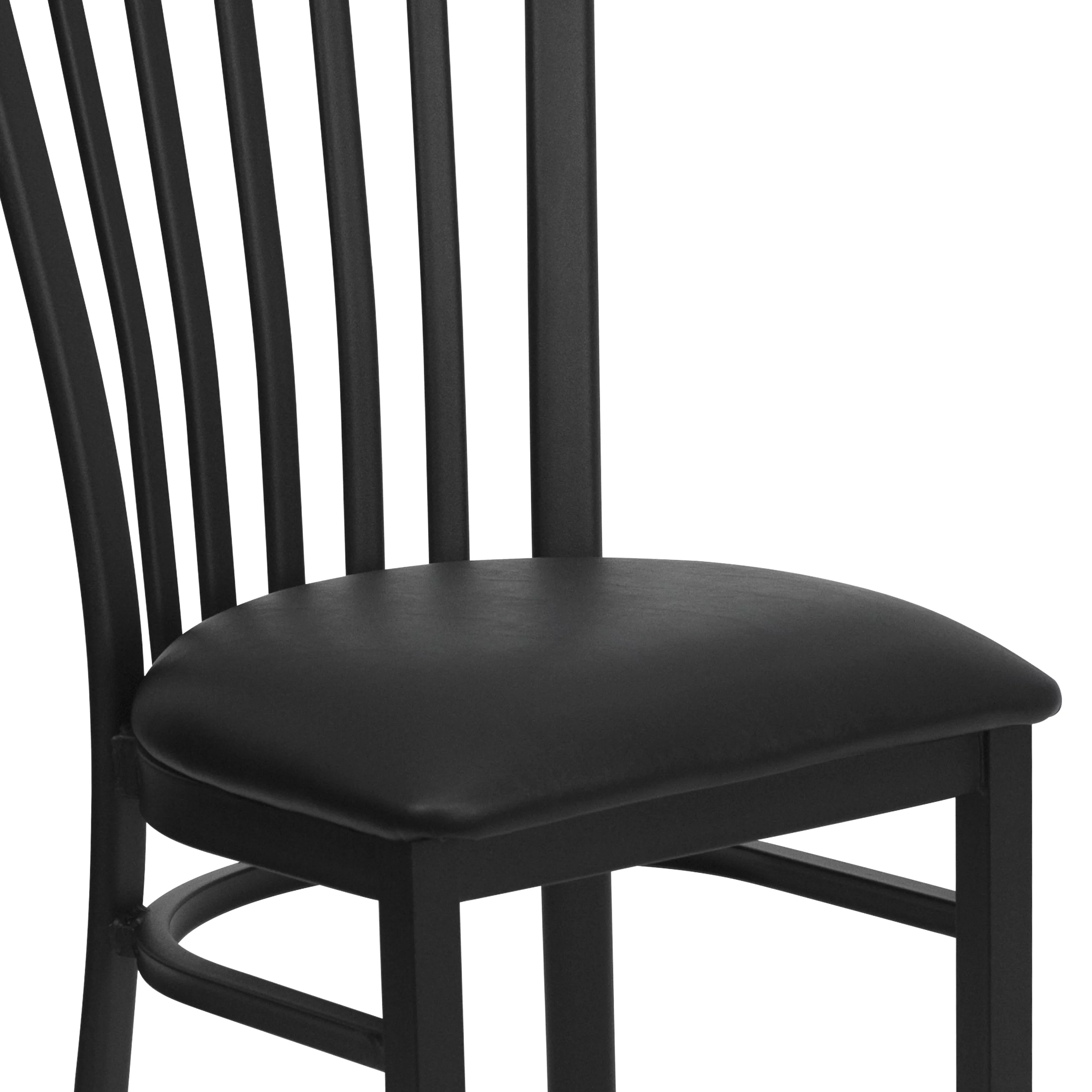 Flash Furniture HERCULES Series Black School House Back Metal Restaurant Chair - Black Vinyl Seat