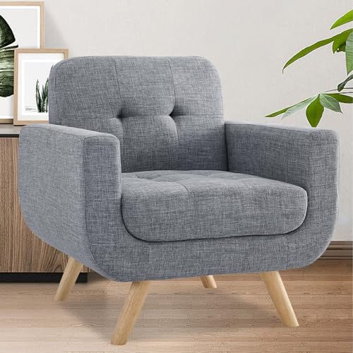 Rosevera Elena Contemporary Accent Armchair with Linen Upholstery Living Room Furniture, Beige