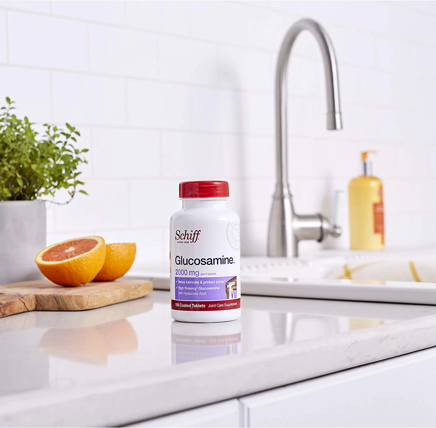 Schiff Glucosamine With Hyaluronic Acid, 2000mg Glucosamine, Joint Care Supplement Helps Lubricate & Protect Joints*, 150 Count (Pack of 2)