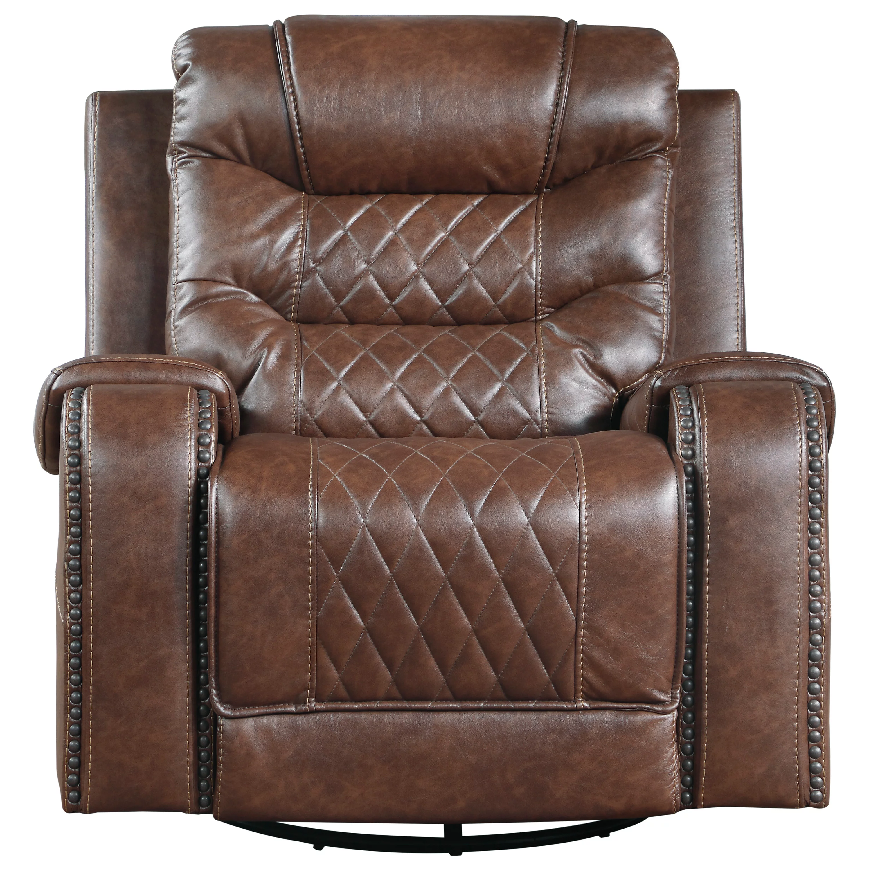 Polished Microfiber Swivel Glider Recliner, Brown
