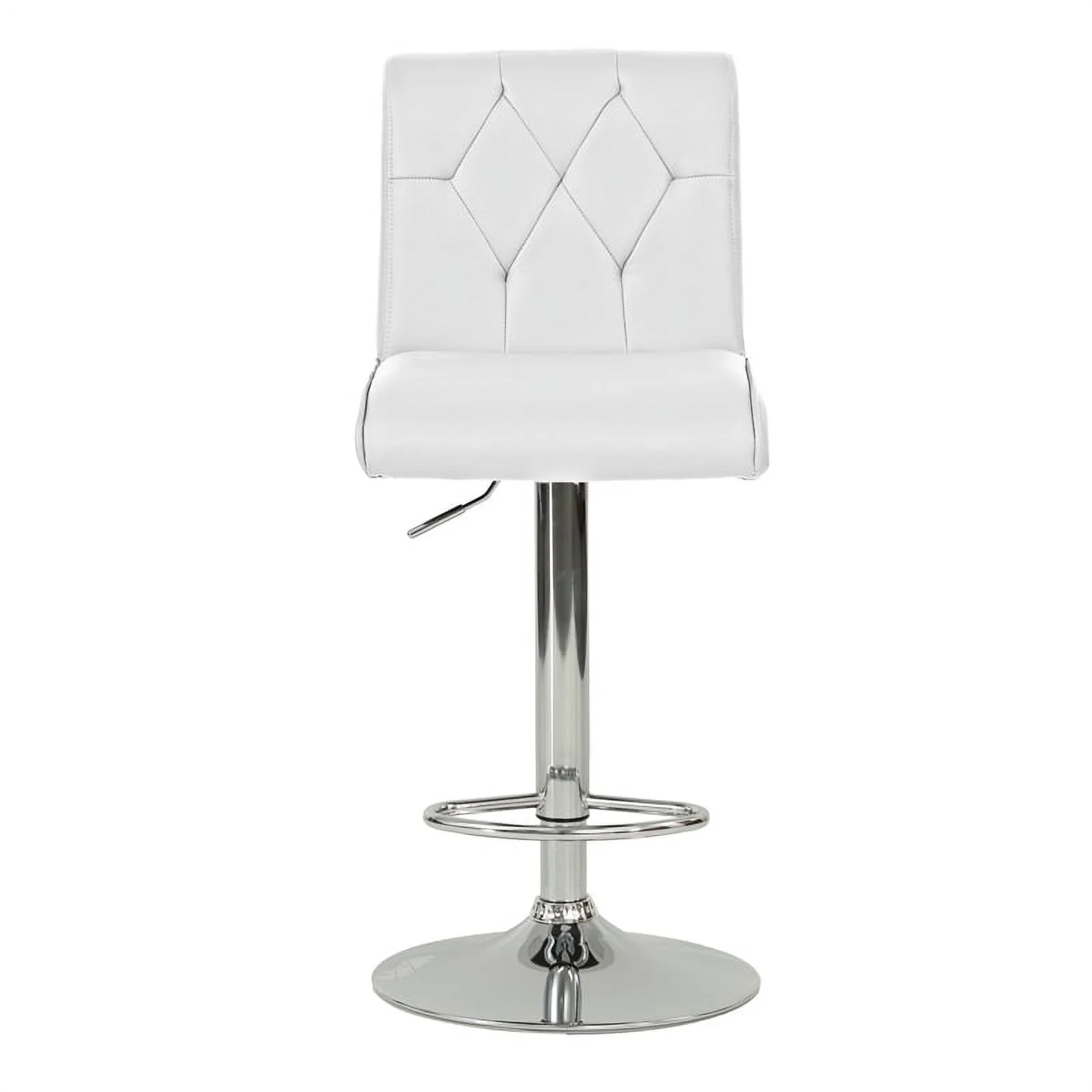 Poundex F1645 16 x 21 x 38-44 in. Adjustable Height & Swivel Barstool in White Faux Leather - Set of 2