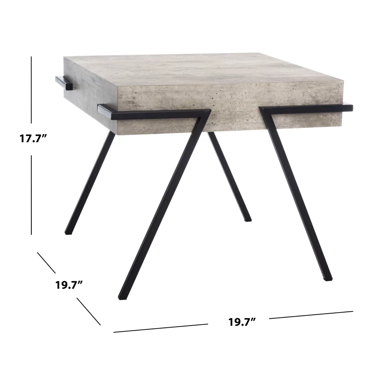 SAFAVIEH Jett Mid-Century Modern Square Accent Table, Light Grey/Black