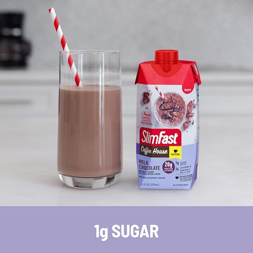 SlimFast Protein Shake, Chocolate- 20g Protein, Meal Replacement Shake Ready to Drink, High Protein with Low Carb and Low Sugar, 24 Vitamins and Minerals, 12 Count (Pack of 1) (Packaging May Vary)