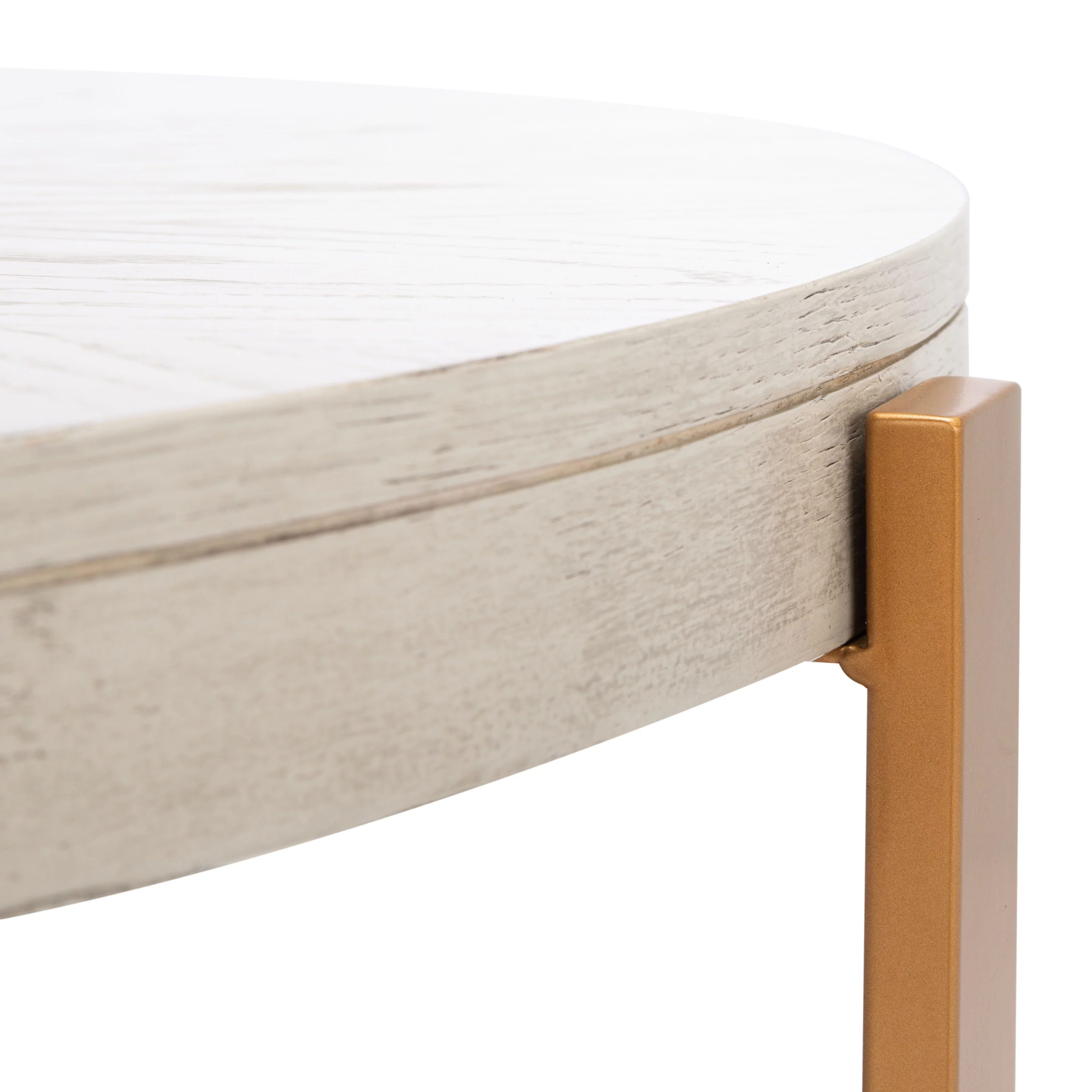 SAFAVIEH Navya Abstract Round Coffee Table, White Wash/Gold