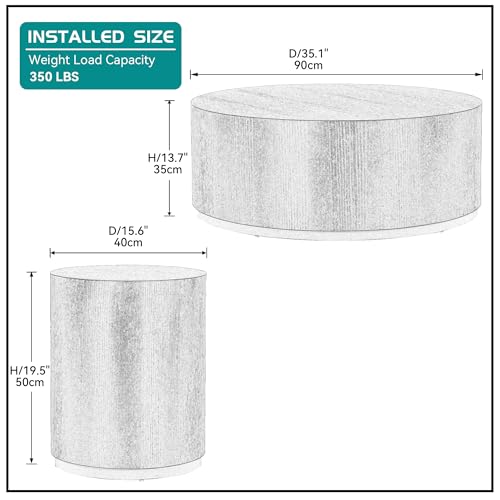 JUSTONE 15.75 ''Round Coffee Table, Accent End Table for Living Room Office Apartment, Modern Minimalist Side Table with Faux Marble Pattern,Ø15.74