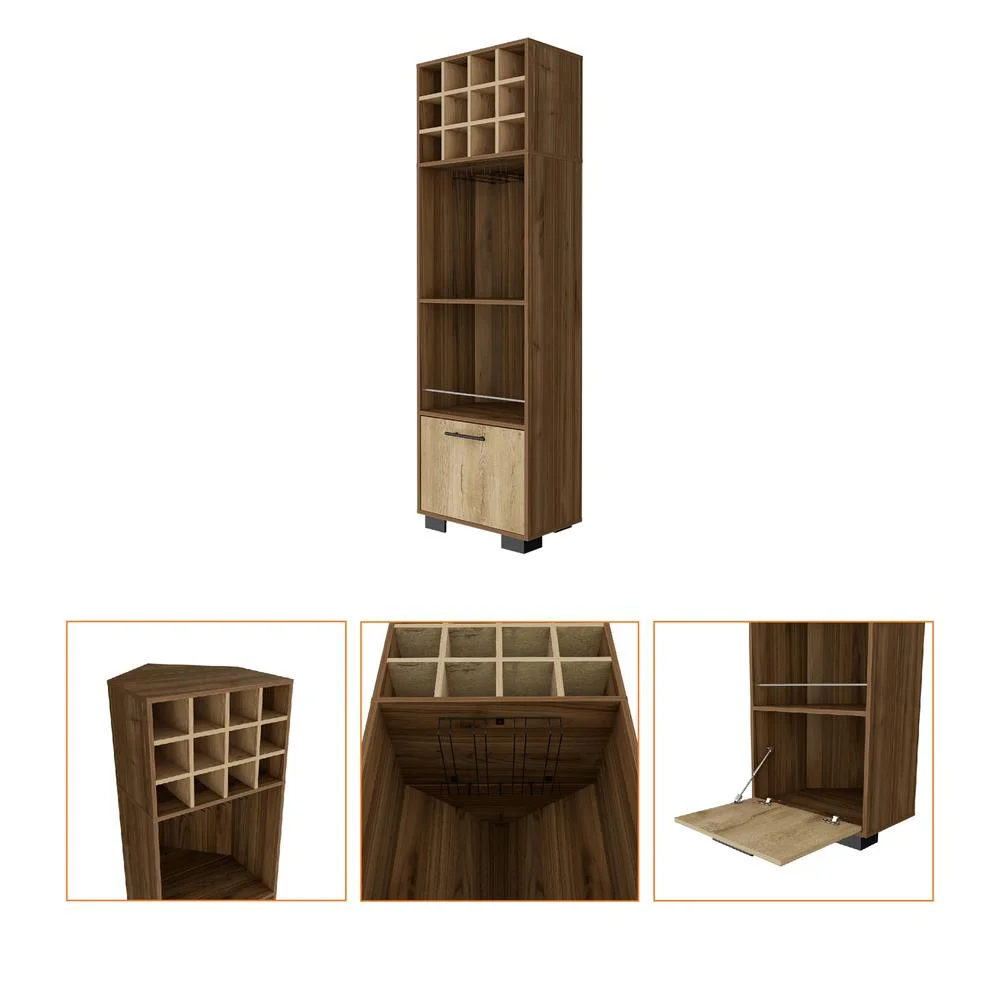 FM FURNITURE Aubree Bar Cabinet  Mahagony (brown) / Macadamia Engineered Wood