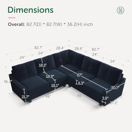 HONBAY Convertible Sectional Sofa L Shaped Couch for Small Apartment Reversible Sectional Couches for Living Room,Dark Grey