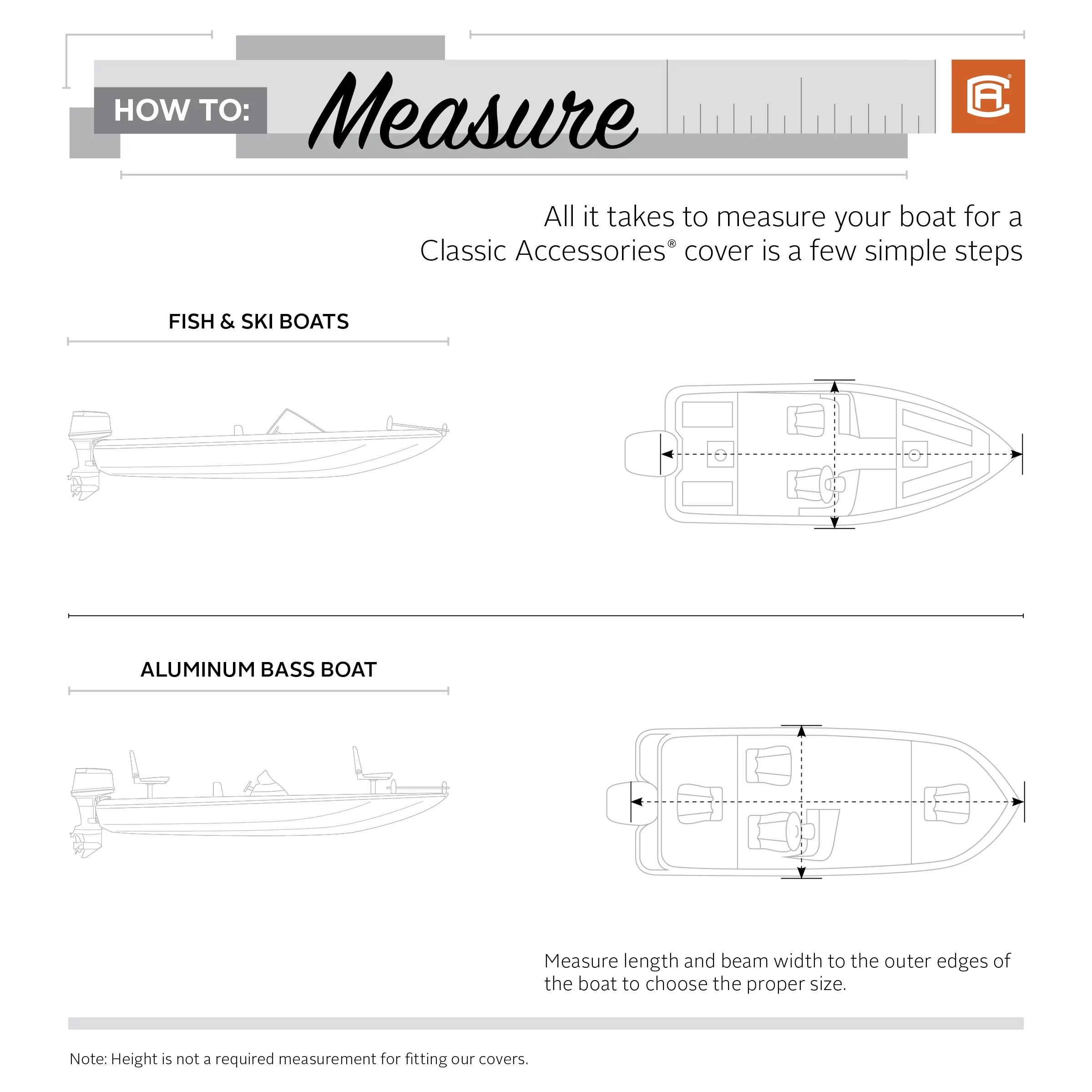 Classic Accessories StormPro Heavy-Duty Boat Cover, Fits boats 16 ft - 18.5 ft long x 98 in wide