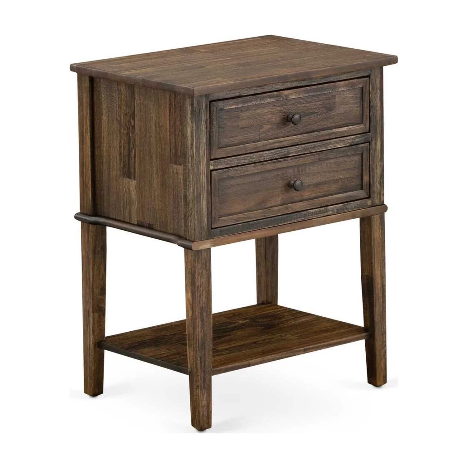 East West Furniture Nolan 2-Piece Wood King Bedroom Set in Jacobean/Taupe Brown