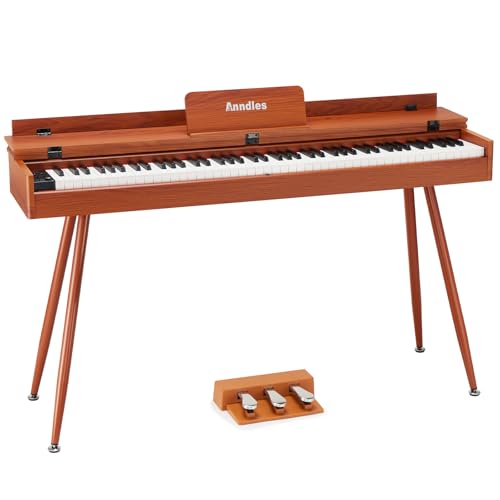 Electric Piano 88 Keys Digital Piano Weighted for Beginner Keyboard Piano Include Piano Bench Power Adapter Three Pedal Manual User (Wood Color)