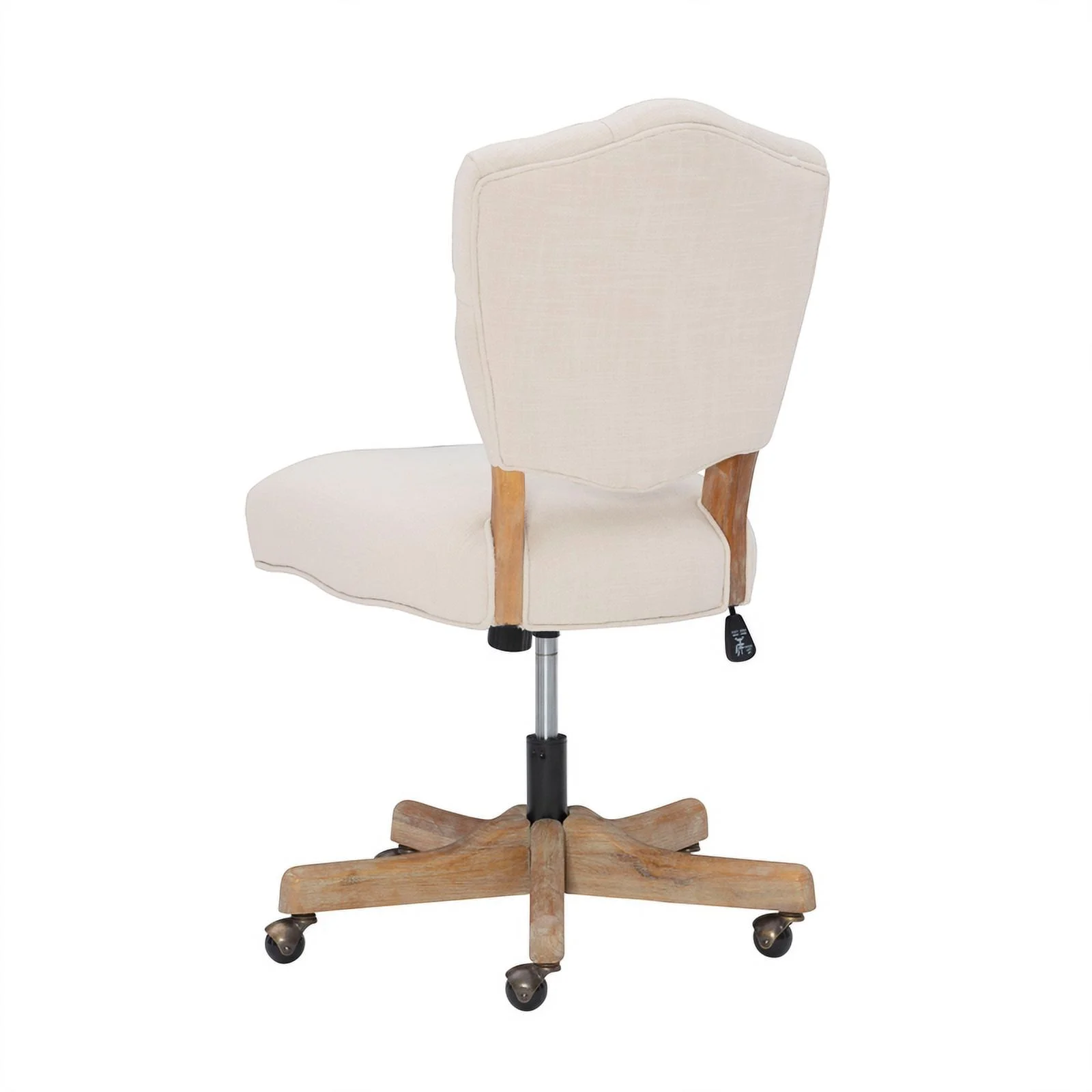 UrbanPro Wood Upholstered Swivel Office Chair in Beige